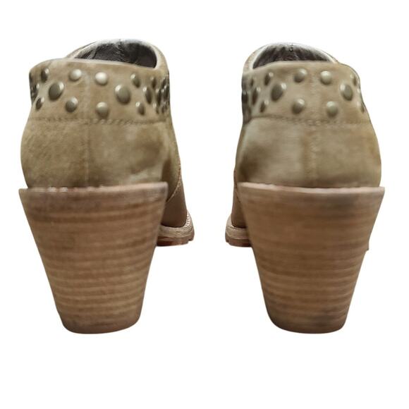 Woolrich Kiva Brown Leather Studded Western Mule Clog Bootie Heels Shoes 6 1/2 - Picture 4 of 6